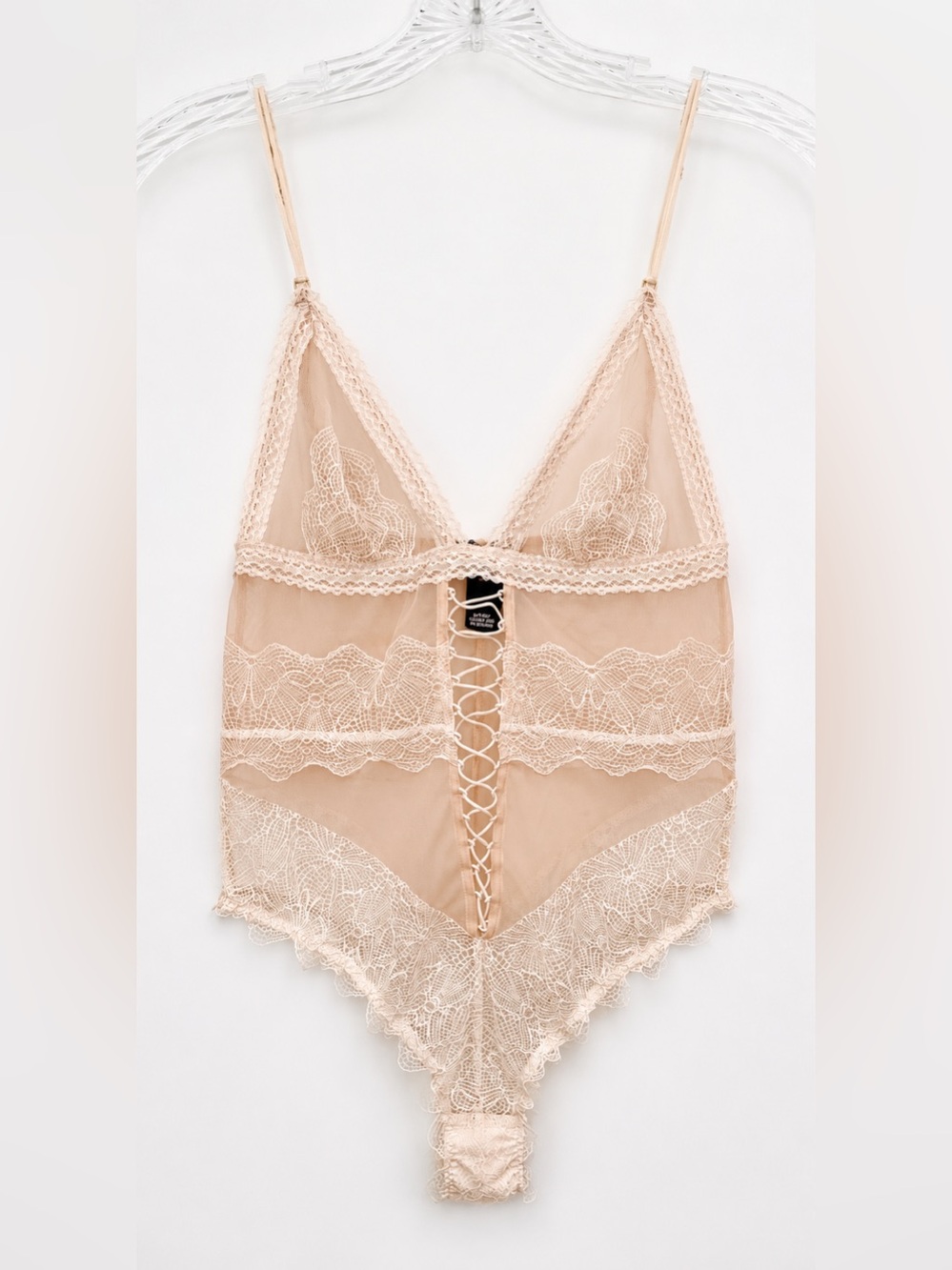 Victoria's Secret Dream Angels Plunge Lace-Front Sheer Bodysuit
